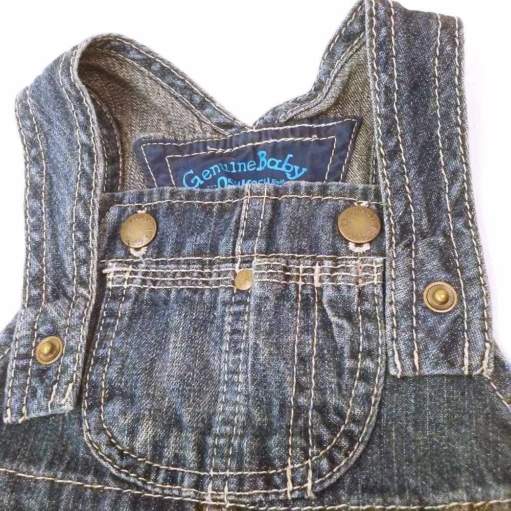2011 Osh Kosh B'Gosh Genuine Baby Overalls Infant Baby -6M Metal Snaps Braces